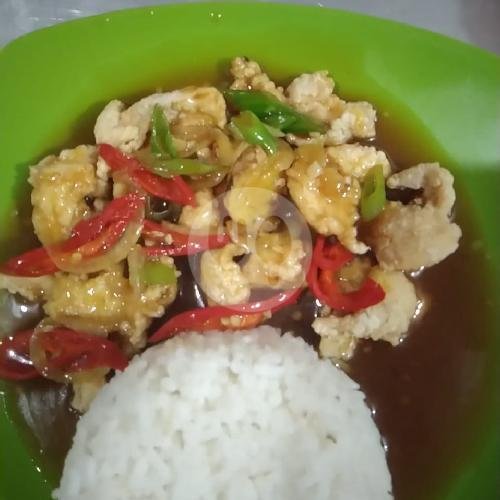 Ayam Lada Hitam+nasi menu Kedai Chacha Jatinangor