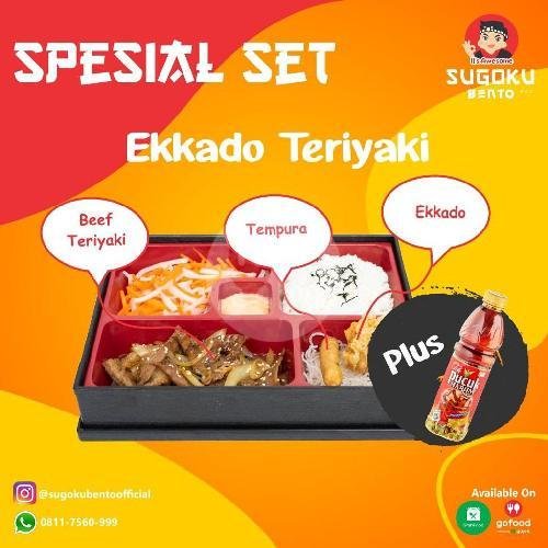 Spesial Beef Set Ekkado Blackpapper+ Teh Pucuk menu Sugoku Bento, KH Wahid Hasyim