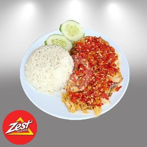 Geprek Dada/Paha Atas + Nasi + Telor menu Zest Fried Chicken, Kalimantan