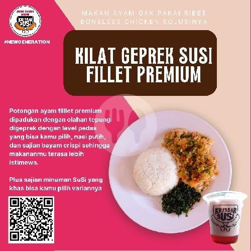 Kilat Geprek Teh Fillet Premium menu Krisbar Susi Krispi Bakar dan Susu Sirup, Taman Siswa