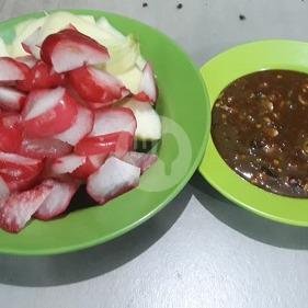 Rujak Potong Extra Pedas menu Rujak Uleg Anti Galau, Pondok Bambu