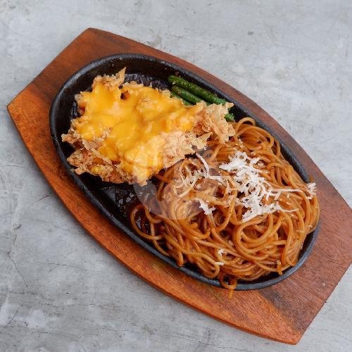 Gf. Double chicken Spaghetti cheese menu Choky Spaghetti Steak, Babarsari