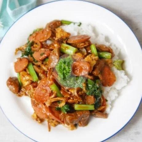 Kwetiaw Rebus Sosis menu Nasi Goreng Adi Barokah, Ciputat Timur