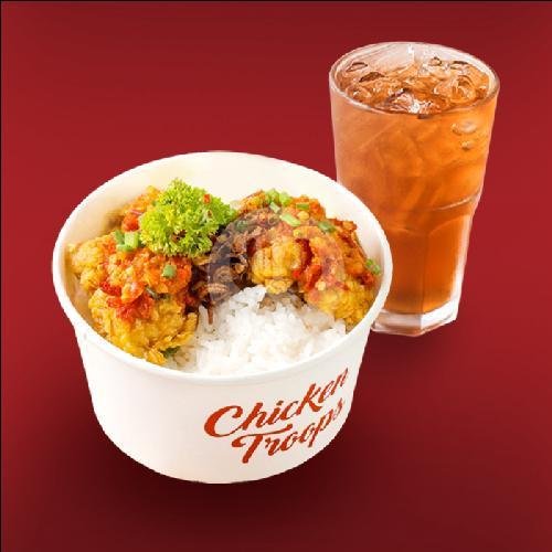 Chicken Pop Blackpepper + Free Ice Tea Large menu Chicken Troops, Penanggungan