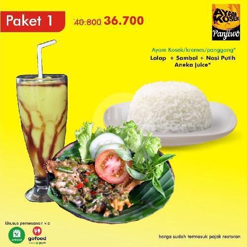 Paket 1 menu Ayam Kosek Panjiwo, A Yani