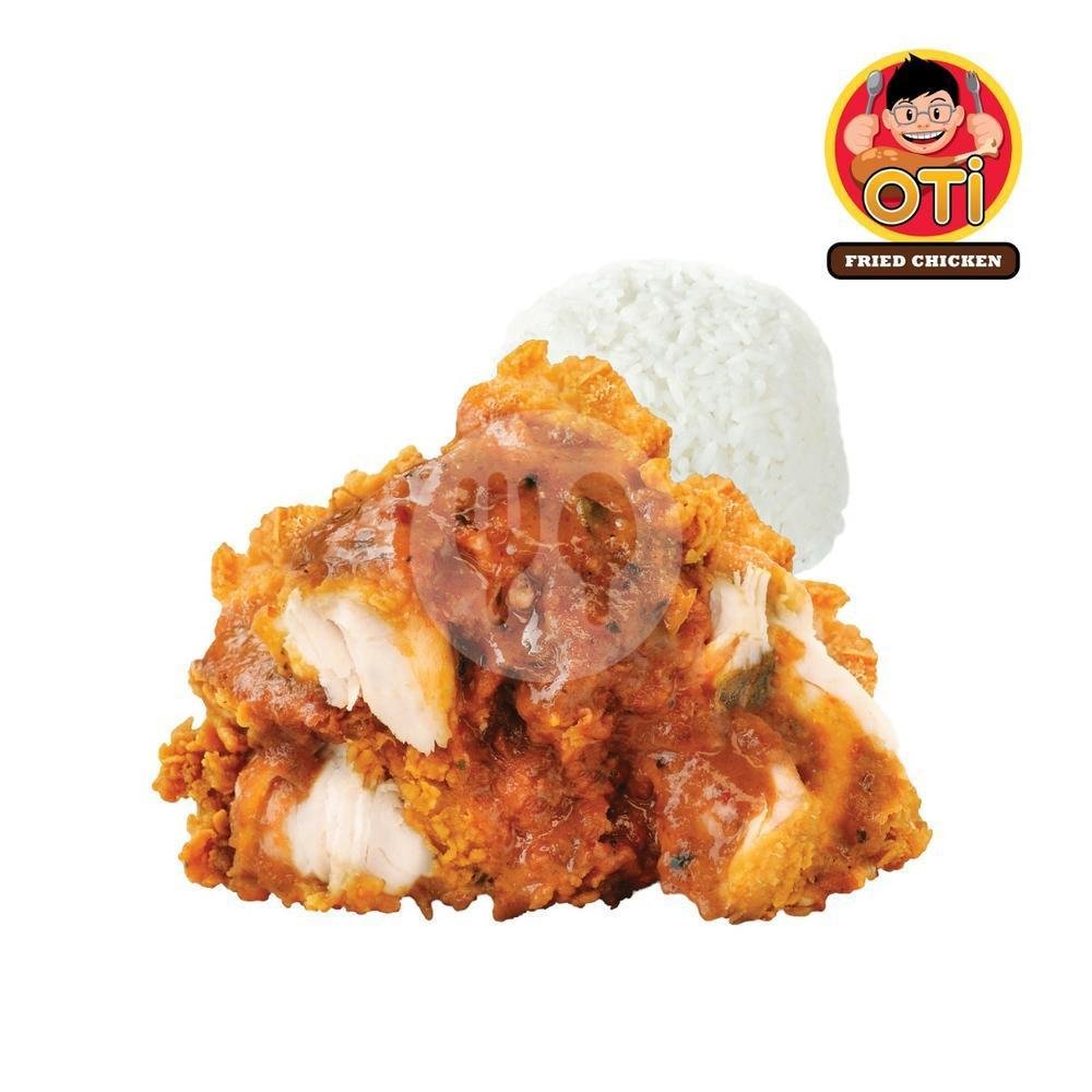 Nasi Daun Jeruk 1 Sambal Bawang menu Oti Fried Chicken, Mijen
