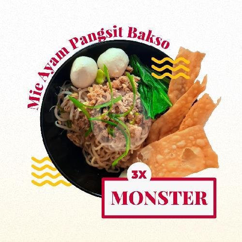 Mie Ayam Monster Pangsit Goreng menu Mie Ayam Dan Pempek Palembang Nyenyes 2, Bali