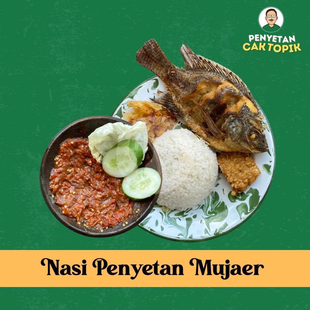 Nasi Ikan Tongkol Goreng Penyet Komplit menu Penyetan Cak Topik, Ganting - Gedangan
