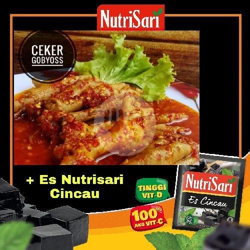 Indomie Goreng Komplit + Es Nutrisari Cincau (tidak Pedas) menu Ceker Gobyoss, Lowokwaru