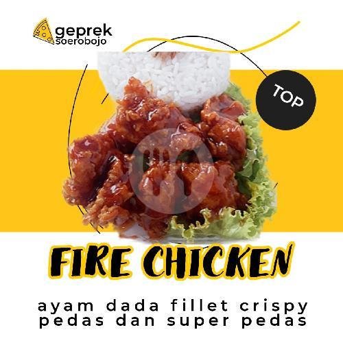 Nasi Fire Chicken menu Ayam Geprek Soerobojo, Graha Surya Nata