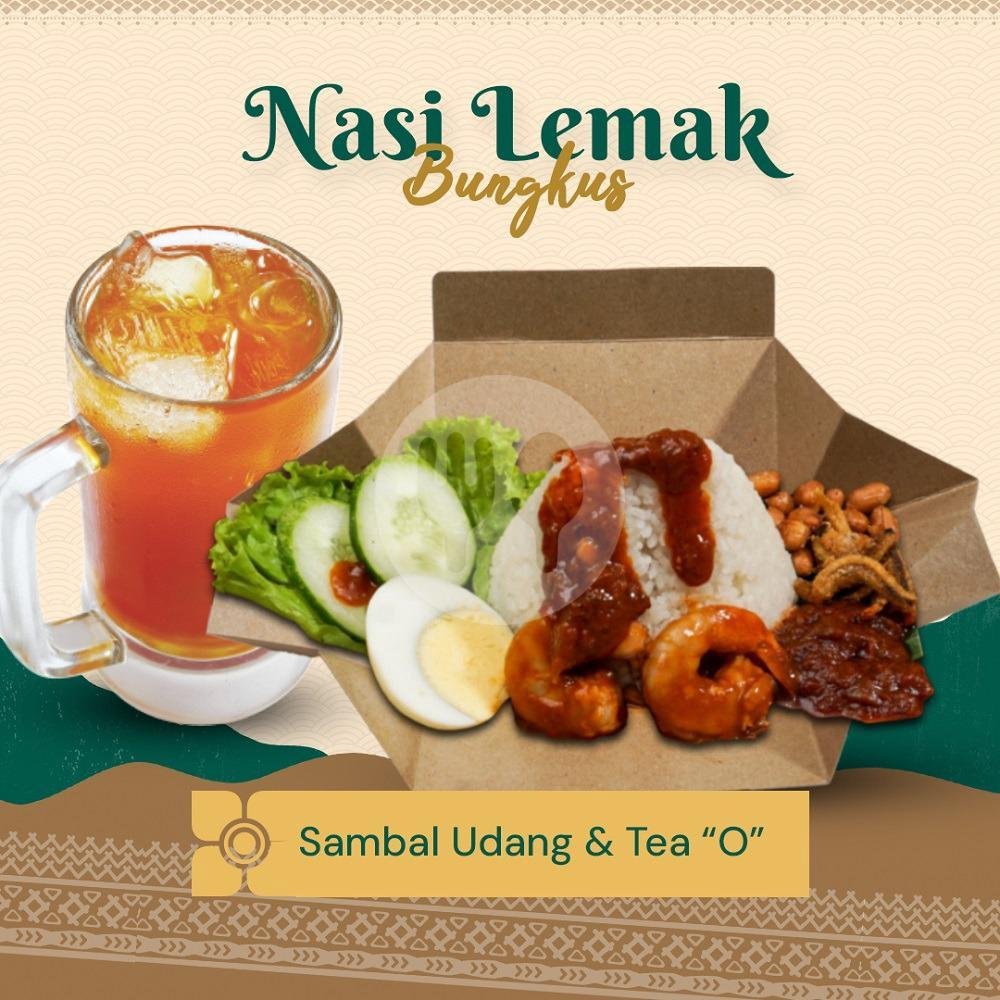 Nasi Lemak Bungkus Chicken Curry + Tea O menu Papparich Malaysian Delights, PIK