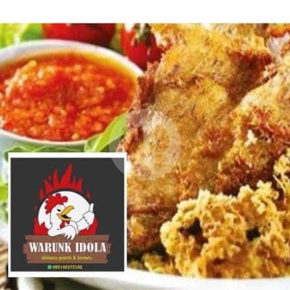 Nasi Ayam Kremes + Es Teh menu Ayam Geprek dan Kremes Warunk Idola, Sendowo