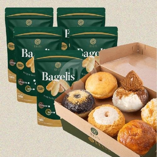 1 Lusin Mix Premium + 5 Bagelis menu Kalis Donuts, Tembalang
