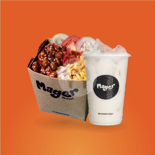 Chicken Blackpepper + Fresh Milk Coklat menu Mager Bowl, Hayam Wuruk