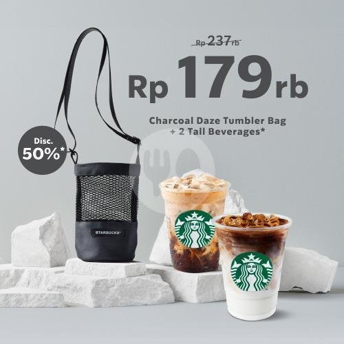 Bundle Tumbler Bag + 2 Beverages menu Starbucks, Royal Square Surabaya