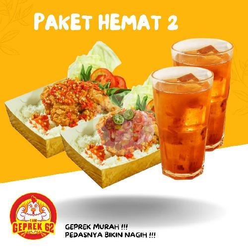 Paket Hemat3  1Nasi Ayam Geprek Ori + Es Teh Manis menu Ayam Geprek 62, Tenggilis Mejoyo