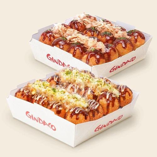 1 Partybox Takoyaki + 1 Croissant Taiyaki Party menu Gindaco, Kokas