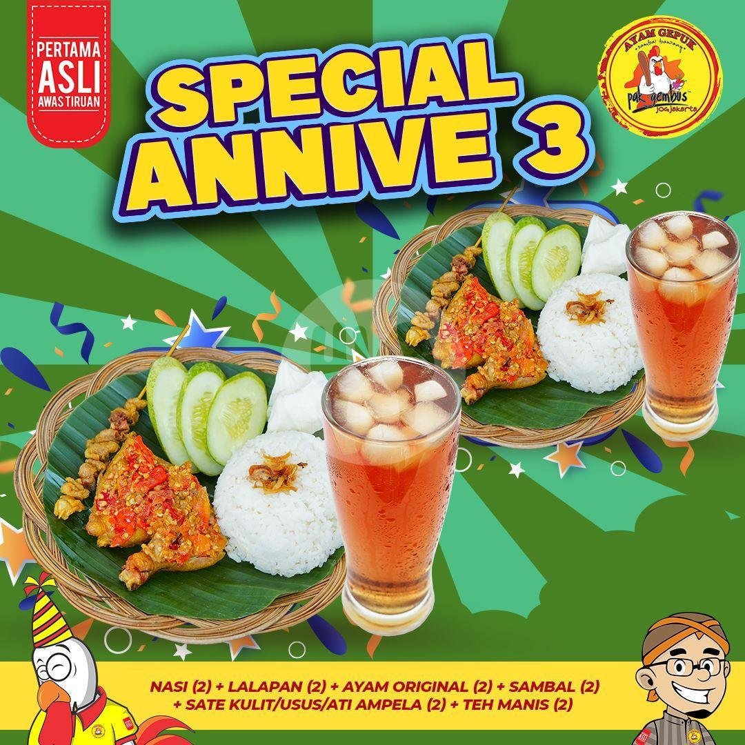 Paket Siji Kenthir menu Ayam Gepuk Pak Gembus, Teras Gandaria