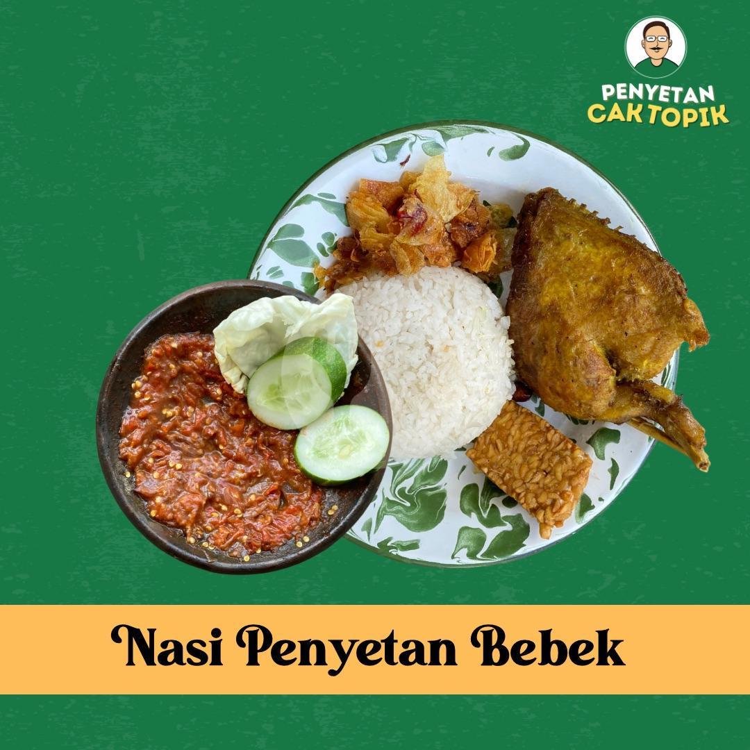 Nasi Bebek Goreng Penyet Komplit menu Penyetan Cak Topik, Ganting - Gedangan