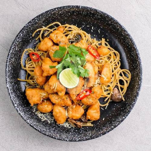 Creamy Seafood Pasta menu Hummingbird Eatery And Space, Progo