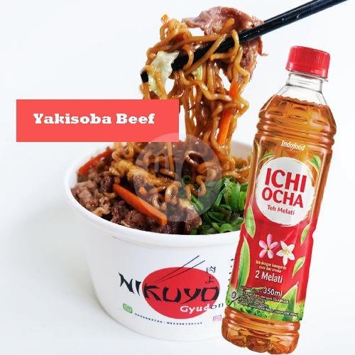 Yakisoba Chicken + Telur + Ichi Ocha menu Nikuyo Gyudon, Pelda Sugiono