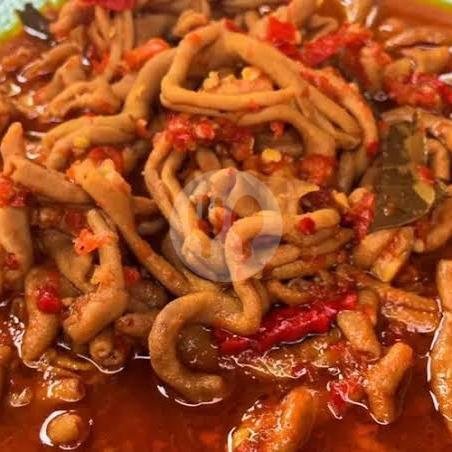Nasi Campur Krengsengan Usus Pedas menu Pecel Madiun Mbak Nik, Wiyung
