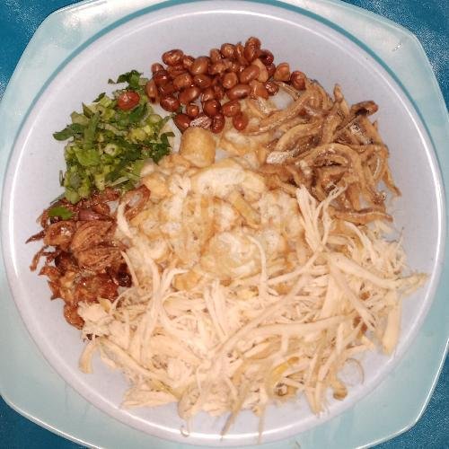 Bubur ayam beras merah + telor ayam kampung 1/2 mateng 1/2 porsi menu Bubur Ayam Pak De Beras Merah, Harco Mangga Dua