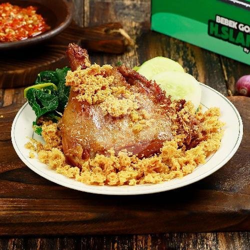Bebek Bakar Paha menu Bebek Goreng H Slamet, Ciliwung Malang