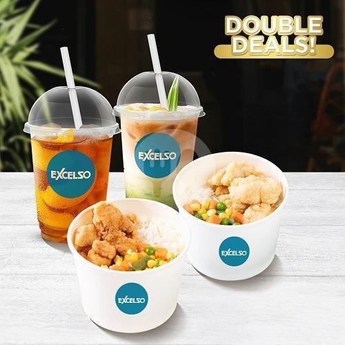 2 Rice Bowl + 1 Peach Iced Tea & 1 Cendol Latte B menu Excelso Coffee, Mal Olympic Garden