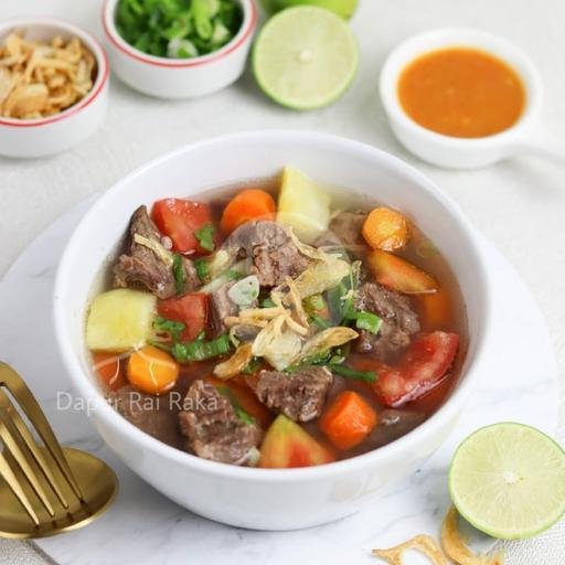 Sop daging Tanpa nasi menu Sop Rawon Soto Dapur Rai Raka