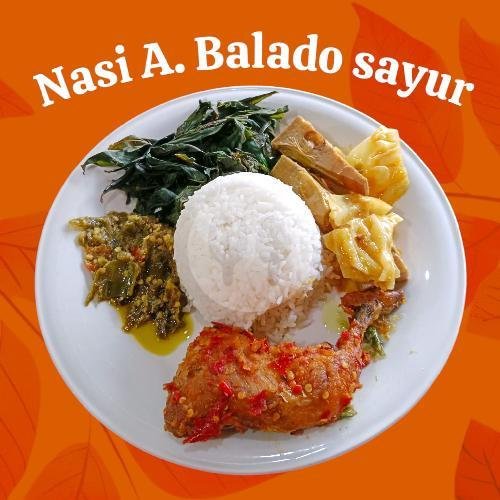 Nasi-Ayam Rendang-Sayur menu Nasi Padang Sari Bundo, Antapani