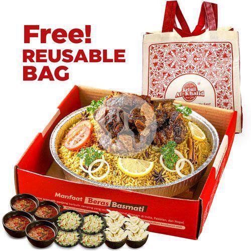 Nampan Porsi 4 Orang Premium Iga Bakar Kambing menu Kebuli Al Khalid, Ngamprah
