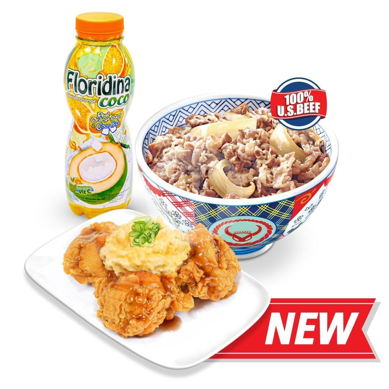 Paket Puas Chicken Nanban + Beef Bowl (R) + Drink menu YOSHINOYA BEEF BOWL, Plaza Kalibata