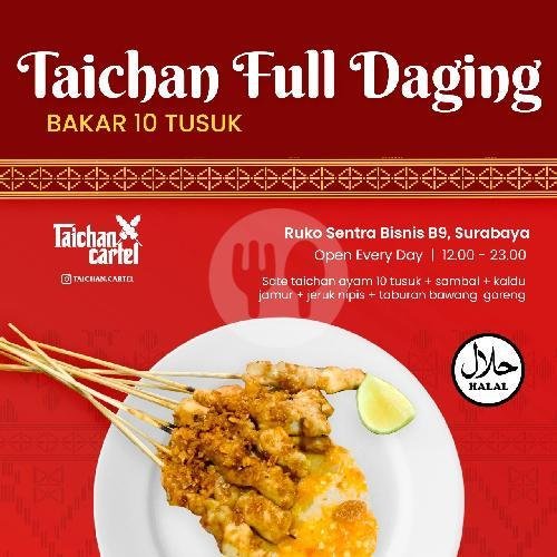 Sate Taichan Full Daging Ayam Bakar 10 Tusuk menu Sate Taichan Cartel