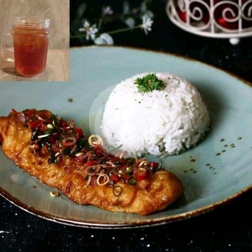 Plain Rice With Dori Sambal Matah + Iced Tea/Lemon Tea menu Journey Coffee, Tebet