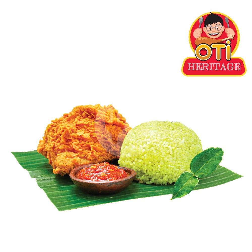 Nasi Daun Jeruk Dori + Sambal Bawang menu Oti Fried Chicken, Kranggan
