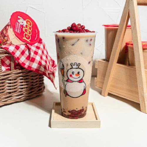 2 RedBean Milktea Large Free WaterBottle menu Mixue Unjani