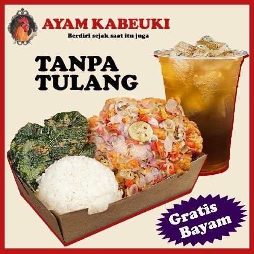 Nasi + Ayam Geprek Daun Jeruk + Lemon Tea + Toping menu Ayam Kabeuki, Geprek, Dago