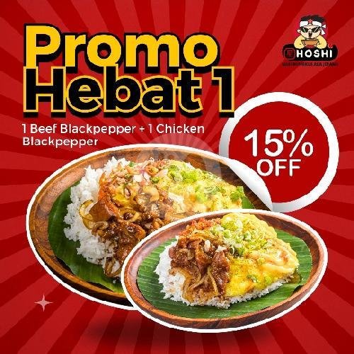 Promo HEBAT 2 (2 Beef Blackpepper) menu Hoshi Nasi Bungkus Ala Jepang, Indraprasta