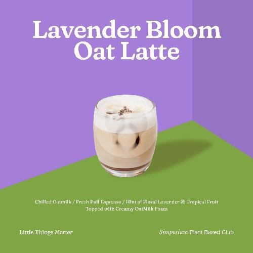 Lavender Bloom Oat Latte (Ice) menu Simposium Coffee, Mayangan