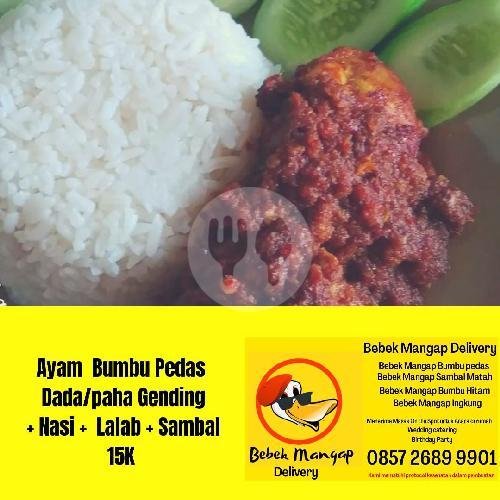 Bebek Bumbu Pedas Dada / Paha, Paket Nasi menu Bebek Mangap Delivery, Mertoyudan