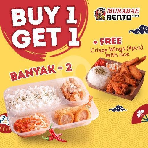 Banyak 2 + Murabae Crispy Wings (2pcs) w/ rice menu Murabae Bento, Karet Kuningan
