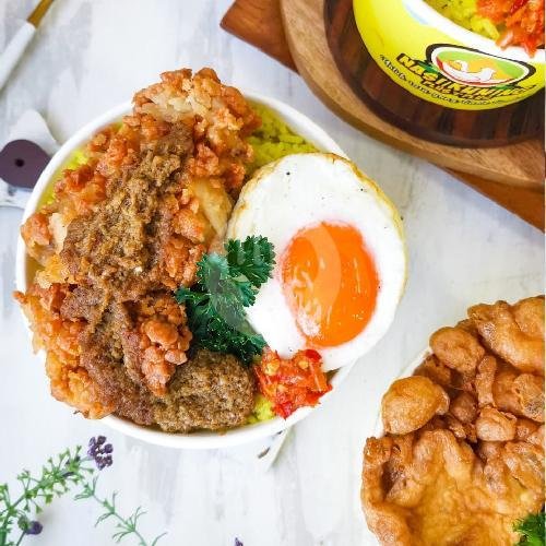Ayam Geprek Rendang Telur Nasi Putih menu Nasi Kuning Plus Plus, Kelapa Kopyor