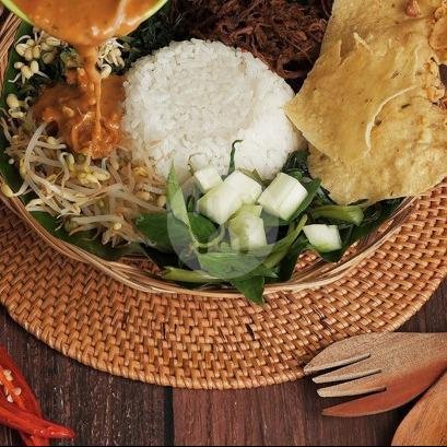 Nasi Pecel + Telur Bali menu Depot Bu Ima, Karang Empat Besar