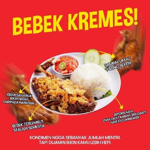 Ayam Kampung Kremes menu Bebek Carok, Cirebon
