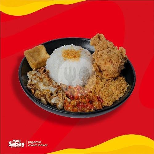 Ayam Krispi Goreng + Nasi menu Mangsabay Spesial Ayam Bakar
