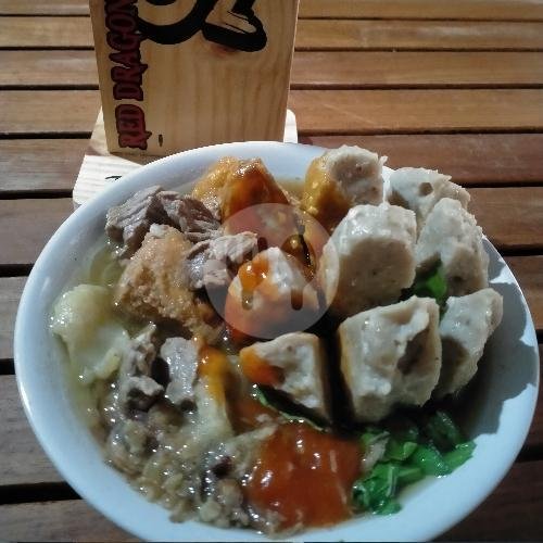 Bakso Sapi menu Mie Red Dragon, Comal