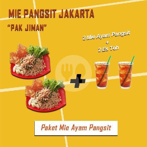 Paket 2 Mie Ayam Pangsit + 2 Es Teh menu Mie Pangsit Jakarta Pak Jiman, Tenggilis Raya