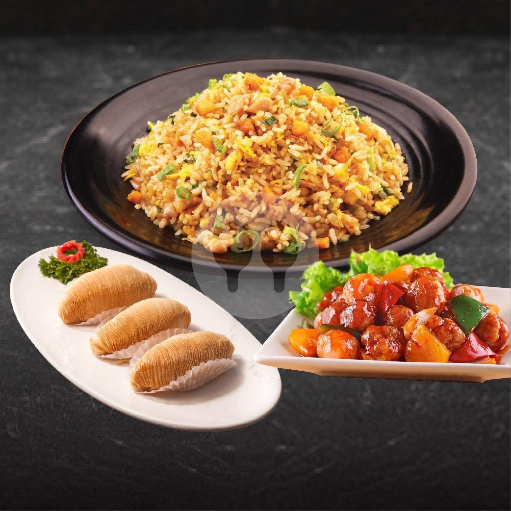 Combo Berdua Hemat A (Nasi Goreng, Lamian, Pangsit, Air Mineral 2) menu Paradise Dynasty, Central Park