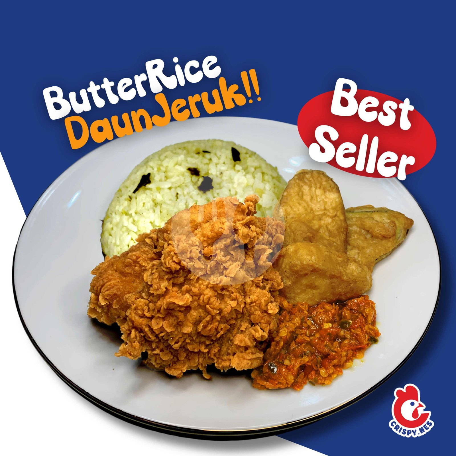 Paket 2 Ayam - Double Crispy Nasi Putih / Jeruk / Pedas menu Crispy Nes Nasi Ayam Kopi, Dago